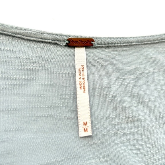 Free People Pandora Slate Blue Embroidered Sheer Blouse, Size Medium - Picture 9 of 11